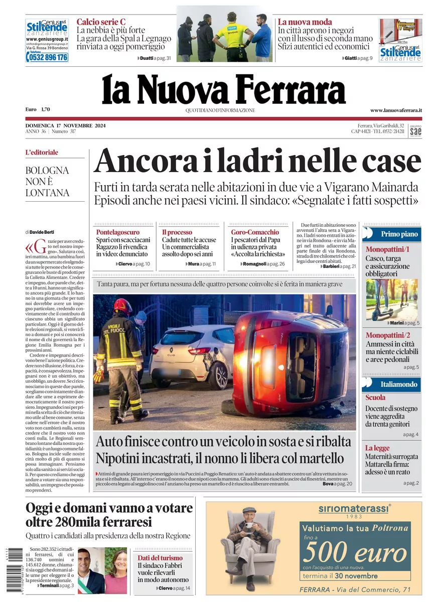 Prima-pagina-nuova ferrara-oggi-edizione-del-2024-11-17